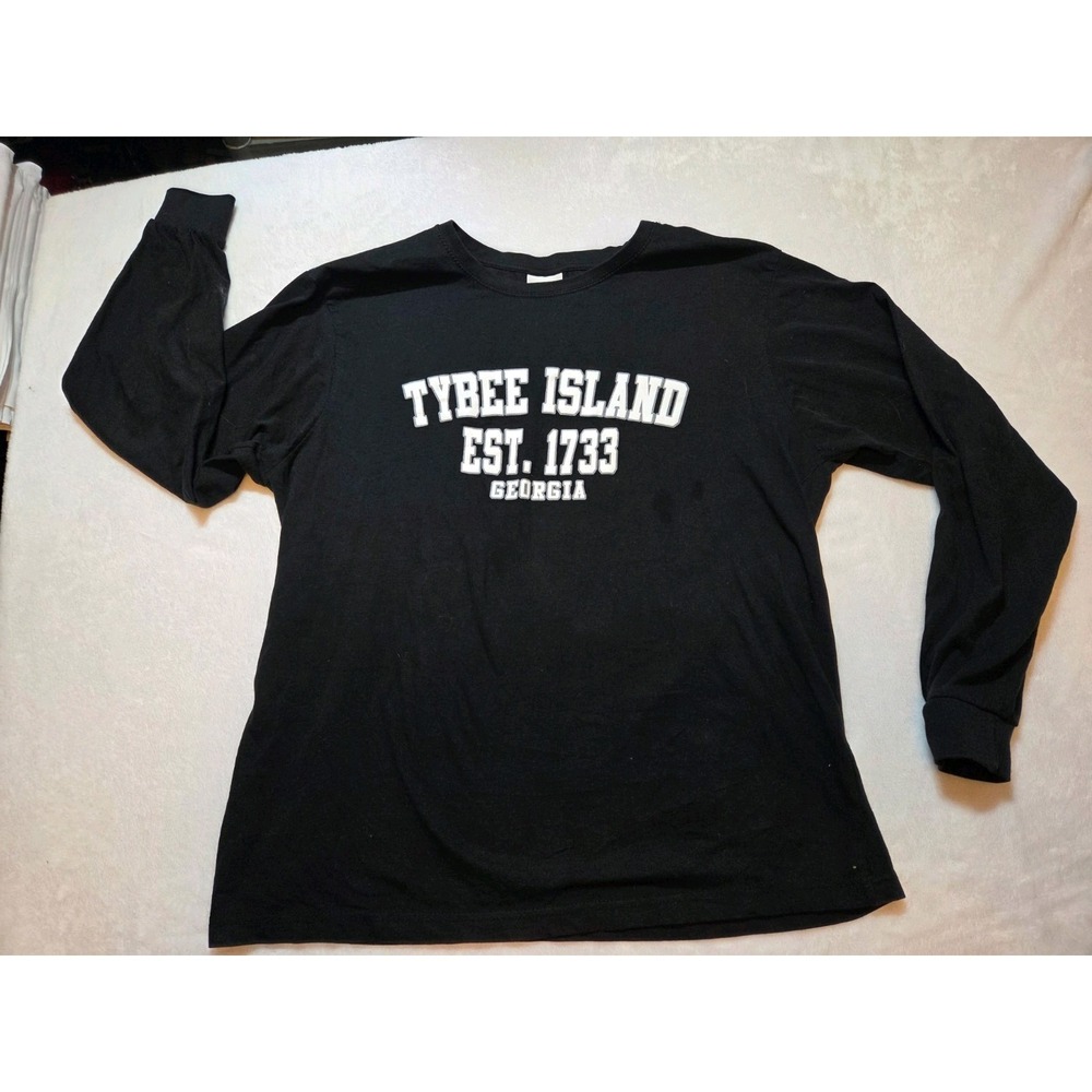 171 Southern Spirit Tybee Island Georgia Mens L Black Long Sleeve T Shirt